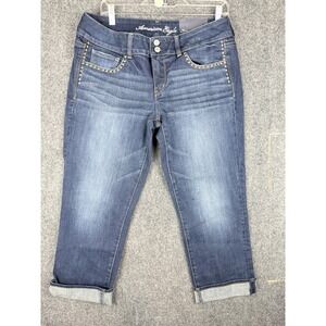 Y2K American Eagle Jeans Women's Size 12 Artist Crop Low Rise Stretch NWT